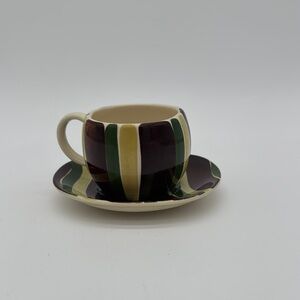 PURINTON SARABAND Striped Ceramic Cup and Saucer Set